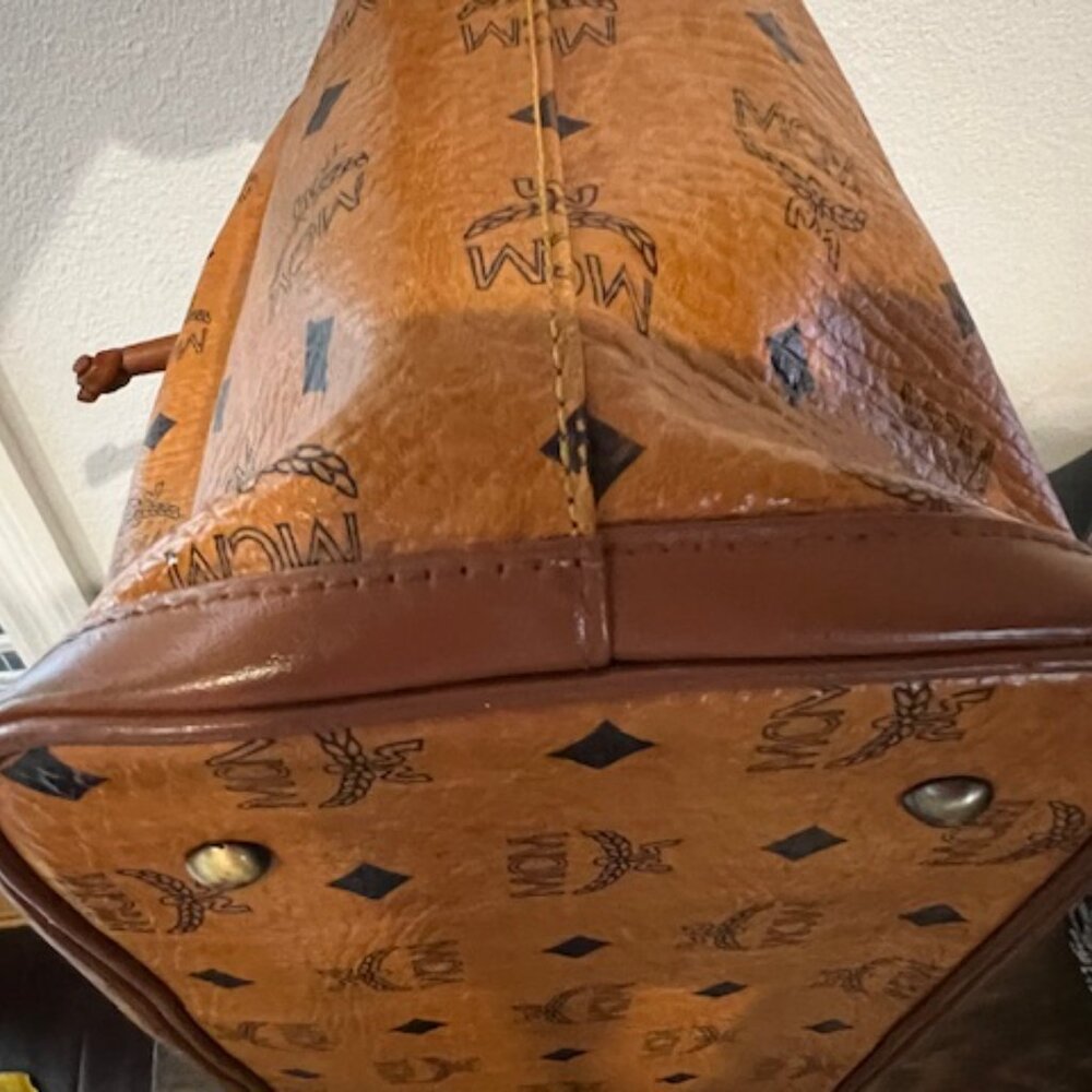 MCM Visetos Bucket Bag Cognac Drawstring EUC - image 4
